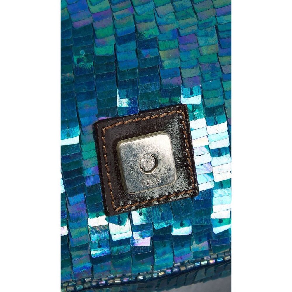 Vintage Fendi FWRD Renew Sequin Baguette Shoulder Bag in Blue Womens Handbag - Picture 5 of 16